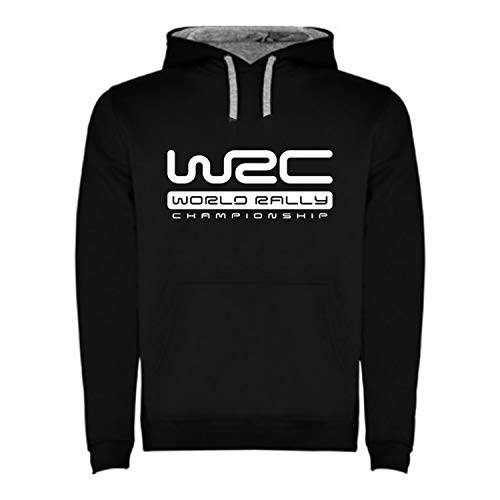 ROLY Sudadera con Capucha Negra Bicolor con Logotipo de WRC World Rally Hombre Tallas S M L XL XXL (XXL)