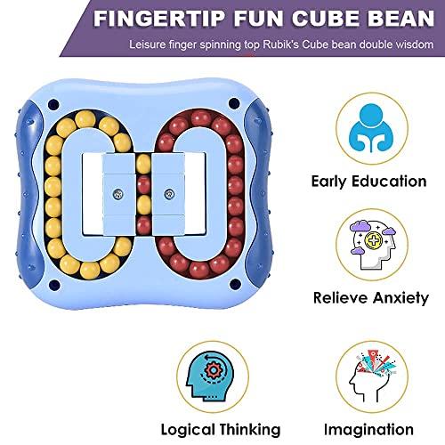 Rompecabezas giratorio para dedo – Cubo giratorio de frijol mágico creativo para la coordinación de la inteligencia educativa | Alivio del estrés ansiedad Fidget Spinning para niños y adultos (azul)