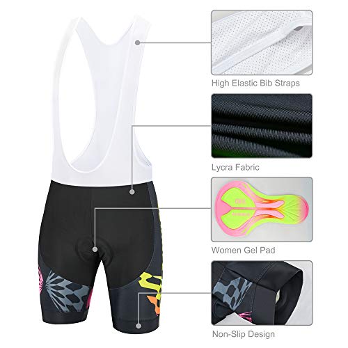 Ropa Ciclismo Mujer Verano, Maillot Ciclismo y culotescon Tira Reflectante y Bolsillos Traseros para MTB, Negro, L