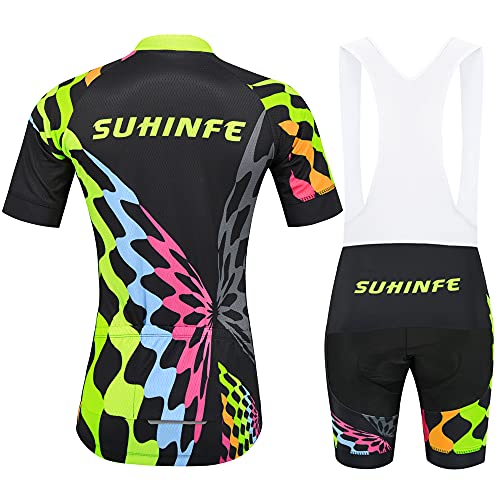 Ropa Ciclismo Mujer Verano, Maillot Ciclismo y culotescon Tira Reflectante y Bolsillos Traseros para MTB, Negro, S