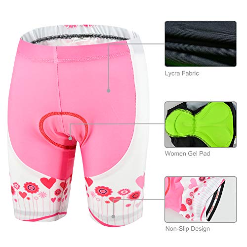 Ropa Ciclismo Niña Verano, Maillot Ciclismo y culotescon Tira Reflectante y Bolsillos Traseros para MTB (2XS, Rosado)