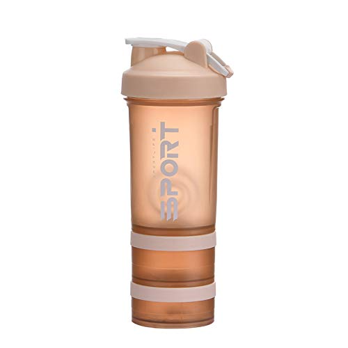 ROSEBEAR Botella de la coctelera de proteína portátil suplemento mezclador taza con almacenamiento en polvo para correr ciclismo fitness