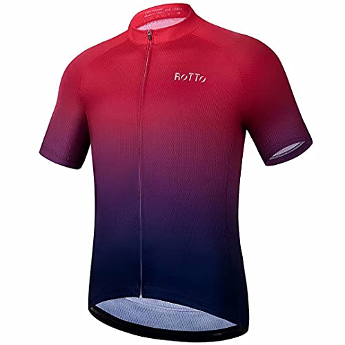 ROTTO Maillot Ciclismo Hombre Camiseta Ciclismo Manga Corta Ropa Ciclista para Bicicleta de montaña con Bolsillo