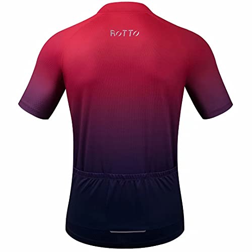 ROTTO Maillot Ciclismo Hombre Camiseta Ciclismo Manga Corta Ropa Ciclista para Bicicleta de montaña con Bolsillo