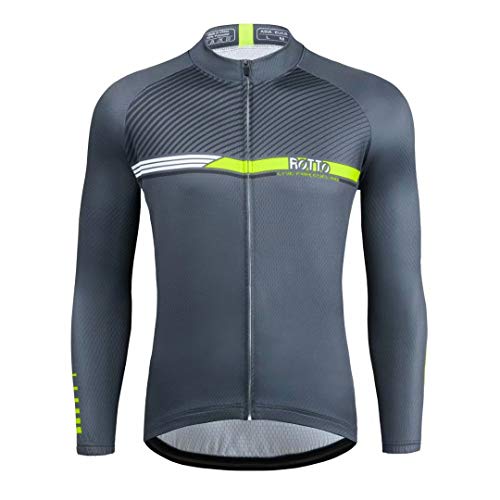 ROTTO Maillot Ciclismo Hombre Camiseta Ciclismo Manga Larga con Bolsillo