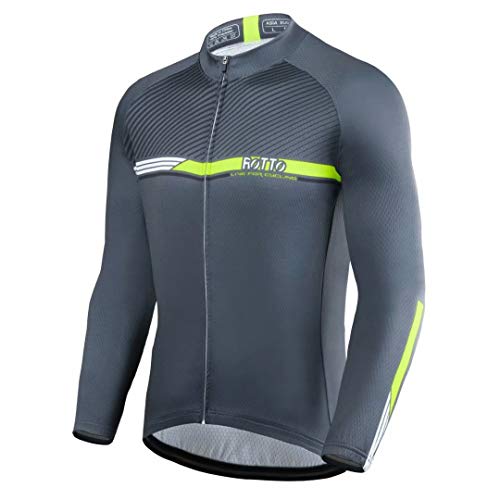 ROTTO Maillot Ciclismo Hombre Camiseta Ciclismo Manga Larga con Bolsillo