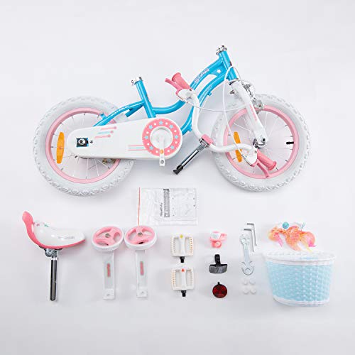 RoyalBaby Bicicleta de Niño niña Stargirl Ruedas auxiliares Bicicletas Infantiles Bicicleta para niños 12 Pulgadas Azul