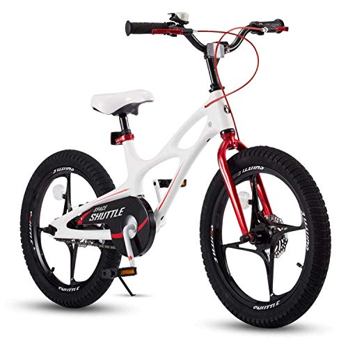 RoyalBaby Bicicleta Infantil para niños y niñas Bicicletas Infantiles Space Shuttle Ruedas auxiliares Bicicleta para niños Magnesio Bicicleta de Niño 18 Pulgadas Blanco