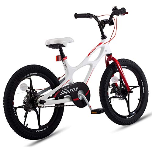 RoyalBaby Bicicleta Infantil para niños y niñas Bicicletas Infantiles Space Shuttle Ruedas auxiliares Bicicleta para niños Magnesio Bicicleta de Niño 14 Pulgadas Blanco