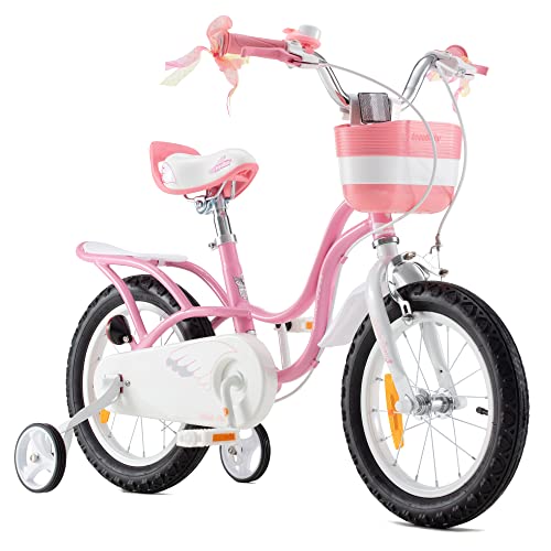 RoyalBaby Bicicleta para niños niña Little Swan Ruedas auxiliares Bicicletas Infantiles Bicicleta de Niño 12 Pulgadas Pink