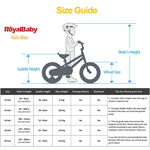 RoyalBaby Bicicletas Infantiles niña niño Freestyle BMX Ruedas auxiliares Bicicleta para niños 12 Pulgadas Rosa