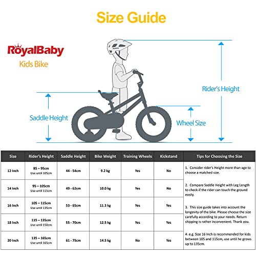 RoyalBaby Bicicletas Infantiles niña niño Freestyle BMX Ruedas auxiliares Bicicleta para niños 14 Pulgadas Naranja