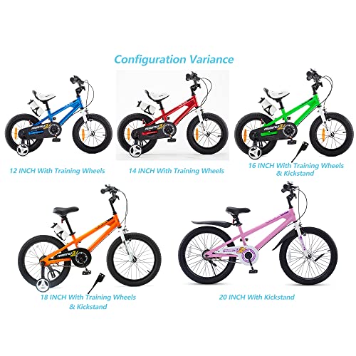 RoyalBaby Bicicletas Infantiles niña niño Freestyle BMX Ruedas auxiliares Bicicleta para niños 14 Pulgadas Naranja