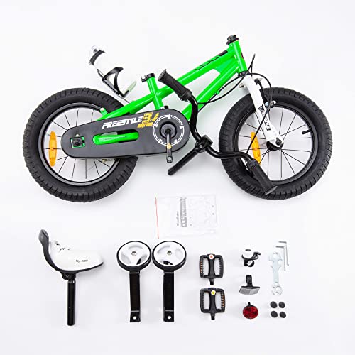 RoyalBaby Bicicletas Infantiles niña niño Freestyle BMX Ruedas auxiliares Bicicleta para niños 14 Pulgadas Verde