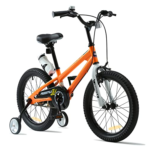 RoyalBaby Bicicletas Infantiles niña niño Freestyle BMX Ruedas auxiliares Bicicleta para niños 16 Pulgadas Naranja