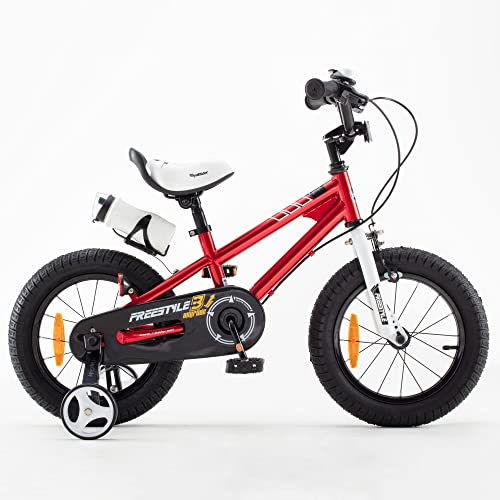 RoyalBaby Bicicletas Infantiles niña niño Freestyle BMX Ruedas auxiliares Bicicleta para niños 18 Pulgadas Rojo
