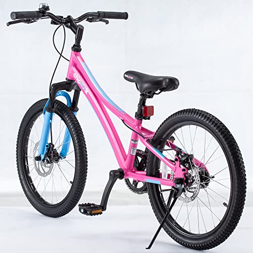 RoyalBaby niños niñas Bicicleta Explorer Bicicleta para 8-12 años suspensión Delantera Bicicleta de Aluminio Bicicletas Infantiles Bicicleta para niños 20 Pulgadas Rosa