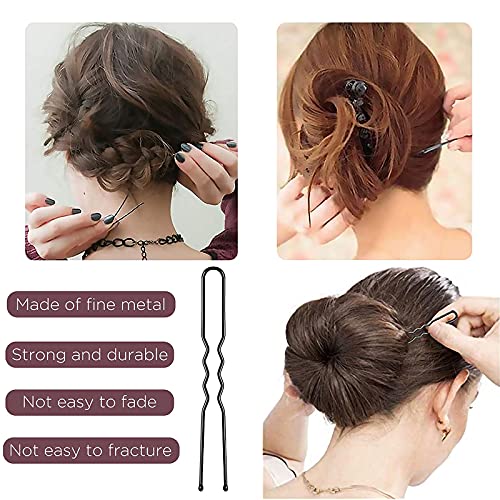 Rpanle 50 Piezas Horquilla Pelo, Horquillas de Clips, Horquillas en Forma de U, Horquillas Onduladas con Caja de Almacenamiento Transparente (Dorado y Negro)