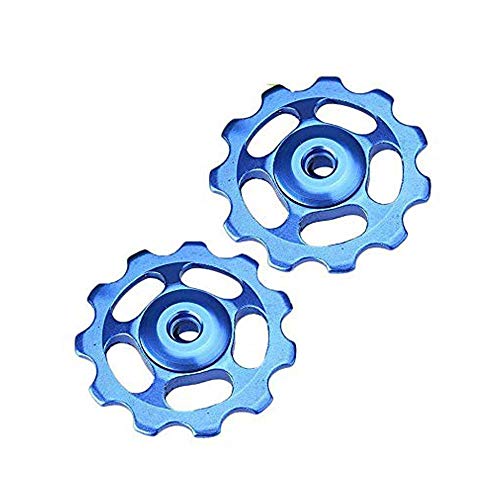 Rueda de guia de Bicicleta 11T, 3 Piezas, (Rojo Plateado Azul) Rueda de Rodillo Carretera Bicicleta de montaña Bicicleta para Bicicleta de Jockey Rueda de Cambio Trasero