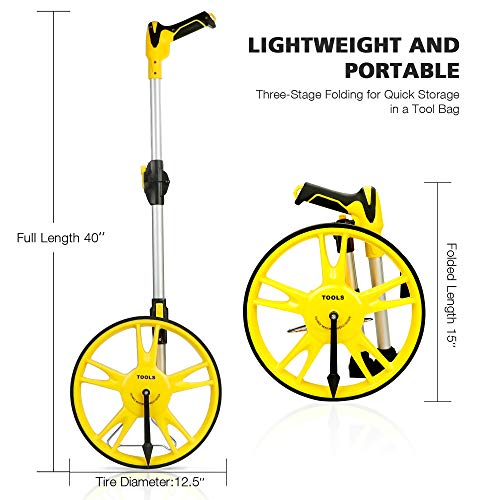 Rueda de MedicióN Plegable, Herramienta de MedicióN de Carreteras de IngenieríA Profesional, Utilizada para Medir La Distancia, (0-9999,9 M)