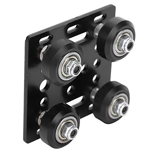 Rueda en V con placa para perfiles de aluminio 2020V Placa de soporte con ranura en V para piezas de impresora 3D y CNC con rueda negra Accesorios para impresora 3D