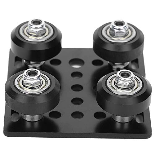 Rueda en V con placa para perfiles de aluminio 2020V Placa de soporte con ranura en V para piezas de impresora 3D y CNC con rueda negra Accesorios para impresora 3D