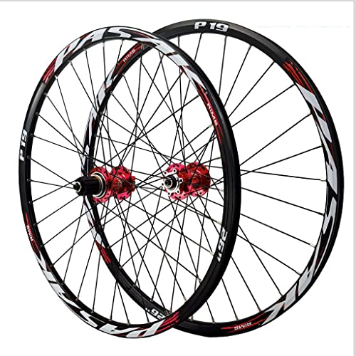 Ruedas MTB 26 Pulgadas 27.5 "29er Liberación Rápida Freno de Disco 24H Ruedas de Llanta Doble Pared Adecuado de 7-11 Velocidades Ruedas de Bicicleta Montaña Cassette ( Color : Rojo , Size : 29 inch )