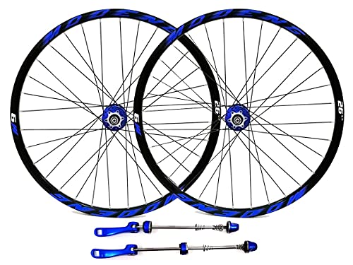Ruedas MTB Disco Freno Ruedas Juego 26/27.5/29 Pulgadas Bicicleta Montaña Llanta 32H Bici Rueda Liberación Rápida Buje Para 7/8/9/10/11/12 Velocidad Cassette 2055g ( Color : Blue , Size : 27.5'' )