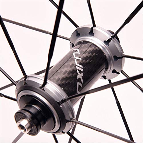 Ruedas Rueda Delantera Bicicleta 700c Llantas Doble Pared 40mm Rueda Bicicleta Carretera Hub Carbono C/V- Freno Rodamiento Sellado Neumáticos 23C 25C 28C 18H QR 850g (Color : Silver)