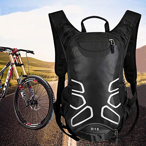 RUI NUO Mochila de ciclismo impermeable, Mochila de bicicleta plegable, transpirable y liviana, paquete de hidratación con bolsillo en la cintura para deportes al aire libre, montañismo que viaja 15L