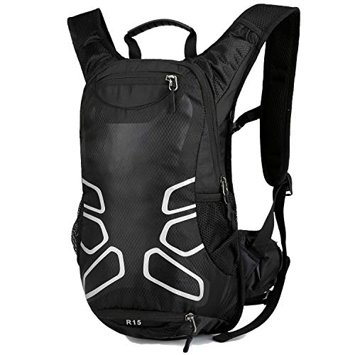 RUI NUO Mochila de ciclismo impermeable, Mochila de bicicleta plegable, transpirable y liviana, paquete de hidratación con bolsillo en la cintura para deportes al aire libre, montañismo que viaja 15L