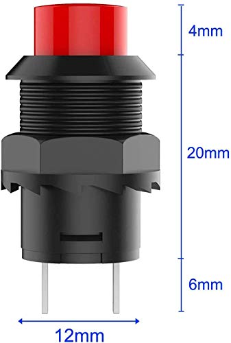 RUNCCI-YUN 14pcs Pulsador 12mm,Pulsadores Electricos Boton,Pulsador Mini,Pulsador Redondo,Interruptor Momentaneo 12v, Para Trompeta De Coche, Pc, Lámpara De Mesa, Timbre De Casa（Con linea）