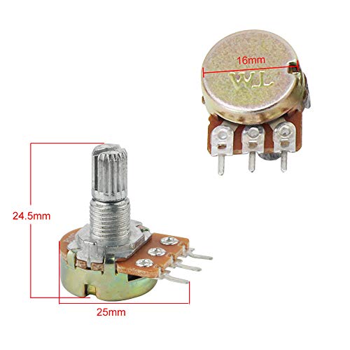 RUNCCI-YUN 20Pcs Rotativo Potenciómetro Kit, 3 Terminales B-Tipo Estéreo Audio Potenciómetro con Perilla, para Arduino (potenciometro 10k)