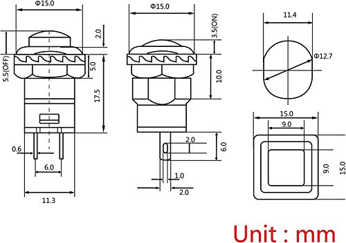 Runcci-Yun 25pcs Pulsador 12mm,Pulsadores Electricos Boton,Pulsador Mini,Pulsador Redondo,Interruptor Momentaneo 12v, Para Trompeta De Coche, Pc, Lámpara De Mesa, Timbre De Casa