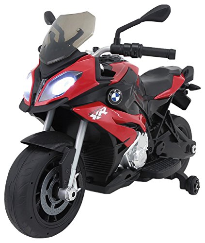 RunRunToys Moto BMW Eléctrica 12V Recomendada a Partir +3 Años con Luces y Entrada para Música, Color Rojo (Herrajes Multimec 4019)