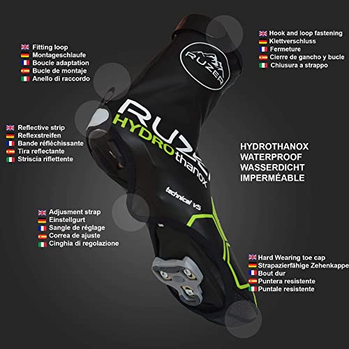 RUZER Bicicleta de Ciclismo Cubrebotas Impermeables Resistente al Viento Resistente a la Intemperie Cubre protección Reflectante Cubiertas de Neopreno Kevlar (Grande-XL: UK9/EU43 to UK12/EU47)