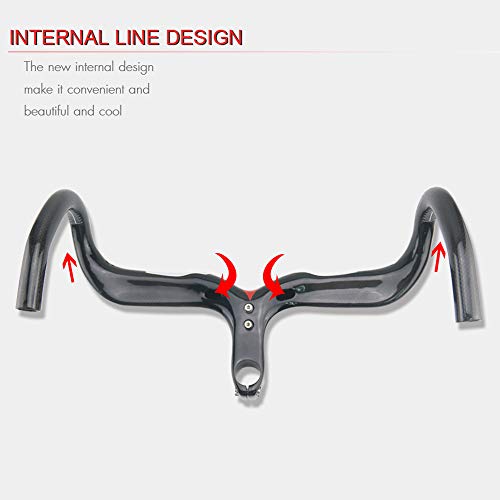 RXL SL 1-1/8“ Manillar Bicicleta Carretera Carbono Rojo 3K Brillante Integrado Manillar de Bicicleta de Carretera 400 * 120mm