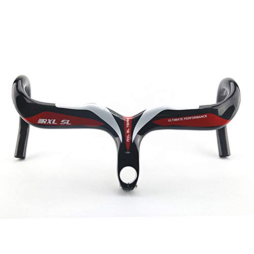 RXL SL 1-1/8“ Manillar Bicicleta Carretera Carbono Rojo 3K Brillante Integrado Manillar de Bicicleta de Carretera 400 * 120mm