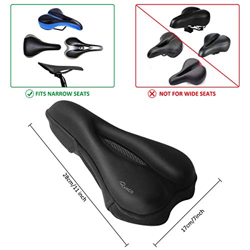 Ryaco Funda de Asiento de Bicicleta de Gel Cubierta de sillín de Bicicleta cómoda y Transpirable Negra con Cubierta Resistente al Agua y al Polvo Se Adapta a Bicicleta estática Ciclismo al Aire Libre