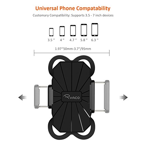 Ryaco Soporte de Móvil Deportiva para Bicicletas y Motos, Anti Vibración Soporte Móvil Bicicleta Universal con 360 Rotación para iPhone, Samsung Galaxy, LG, HTC, Motorola, GPS y Otros Dispositivos