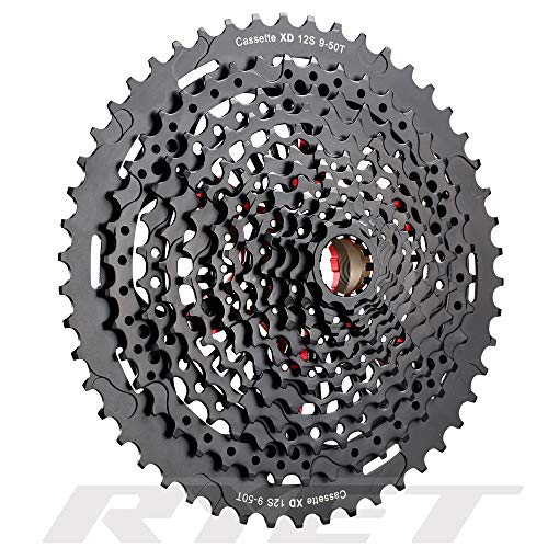 Ryet MTB 12 Velocidad 9-50T CASSETE DE Bicicleta 12V XD CASSETE Negro 535G 9-50T Freewheel 12s Cassette K7 12V Ultimate Ultimate (Color : XD 12s 9 50T)