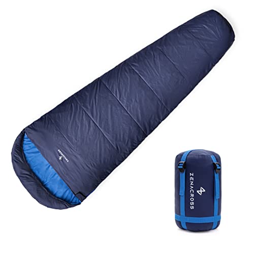 Saco de Dormir I 15 a 20°C Grado I Ultra Ligero, Impermeable I Interior y en el Exterior para el Senderismo, la Acampada y Las excursiones I Azul