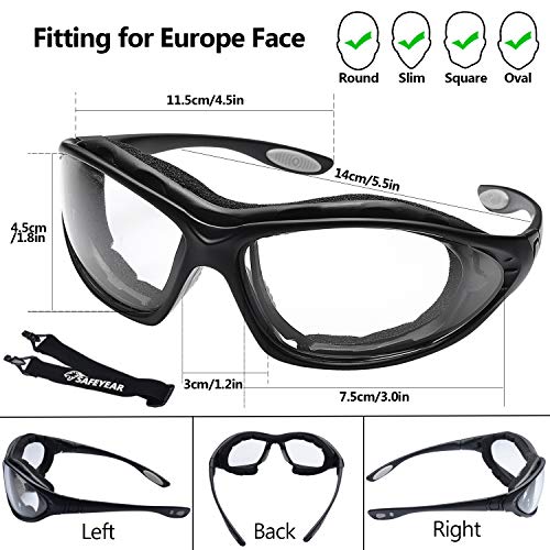 SAFEYEAR Gafas de Seguridad Antiempañamiento -SG002 Gafas Protectoras trabajo Bicicleta con Protección UV laboral laboratorio graduadas conluz nerf antivaho ordenador para cortar cebolla deporte diodo