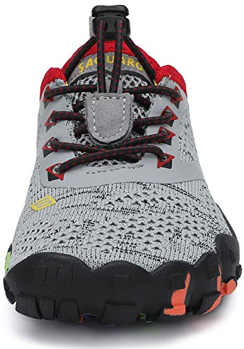 SAGUARO Barefoot Zapatillas de Trail Running Niños Niñas Minimalistas Zapatos de Deporte Antideslizantes Calzado Descalzos para Fitness Caminar Correr en Asfalto Montaña Senderismo Agua, Gris, 28 EU