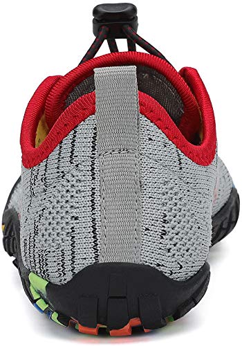 SAGUARO Barefoot Zapatillas de Trail Running Niños Niñas Minimalistas Zapatos de Deporte Antideslizantes Calzado Descalzos para Fitness Caminar Correr en Asfalto Montaña Senderismo Agua, Gris, 28 EU