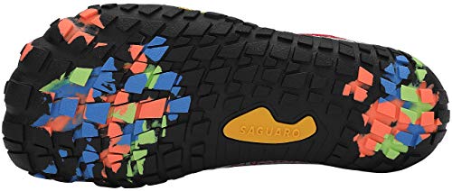 SAGUARO Barefoot Zapatillas de Trail Running Niños Niñas Minimalistas Zapatos de Deporte Antideslizantes Calzado Descalzos para Fitness Caminar Correr en Asfalto Montaña Senderismo Agua, Gris, 28 EU