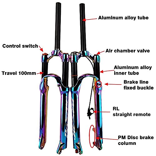 SAHFV Bicicleta de montaña 32rl100mm Fork para una aleación de Aluminio de platillo de Color de Bicicleta MTB Supensión de bifurcación de Bicicleta Air 26/27.5 / 29er Pulgada (Color : 29er HL)