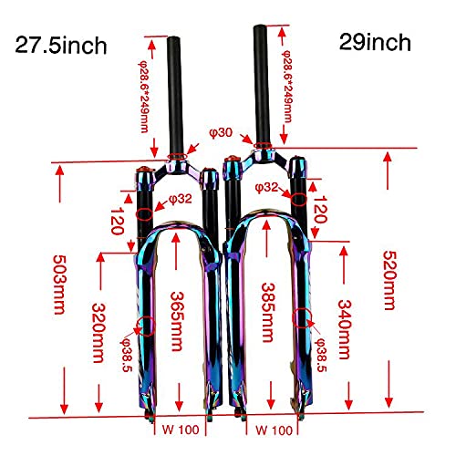 SAHFV Bicicleta de montaña 32rl100mm Fork para una aleación de Aluminio de platillo de Color de Bicicleta MTB Supensión de bifurcación de Bicicleta Air 26/27.5 / 29er Pulgada (Color : 29er HL)