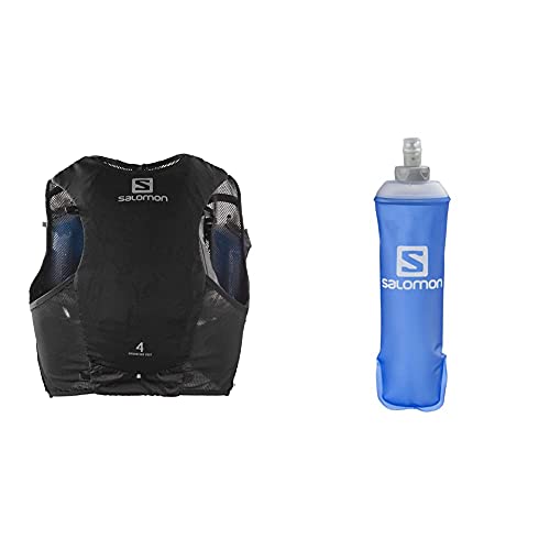 SALOMON ADV Hydra Vest 4 Chaleco de hidratación 4L, 2 Botellas SoftFlask 500 ml Incluidas, Unisex-Adult, Negro, M + Soft Flask Bidón Flexible 500ML Trail Running Senderismo