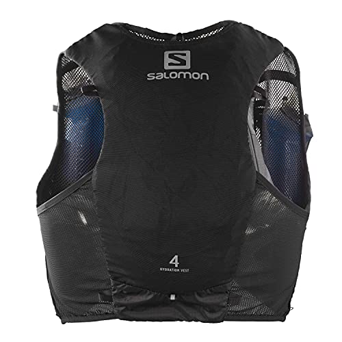 Salomon ADV Hydra Vest 4 Chaleco de hidratación 4L, 2 Botellas SoftFlask 500 ml Incluidas, Unisex Adulto, Negro (Black), L